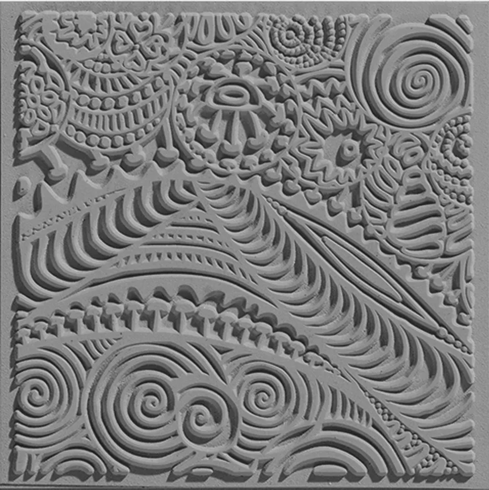 cernit-plaque-texture-gris-accessoire-relief-9x9cm-caoutchouc image 1
